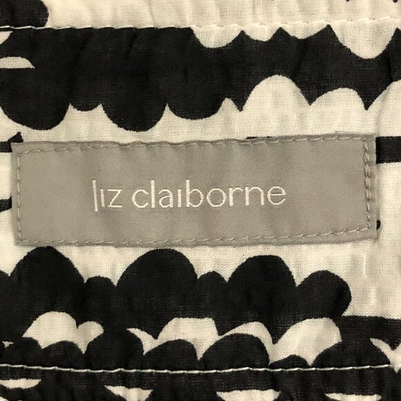 Liz CLAIBORNE - 100% Cotton Black & White Fully Lined A-Line Midi Skirt - Size 8 - Picture 3 of 6